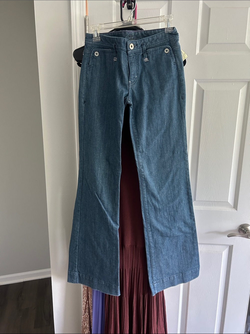 A/X Armani Exchange Dark Blue Wide-Leg Jeans with Button Accents